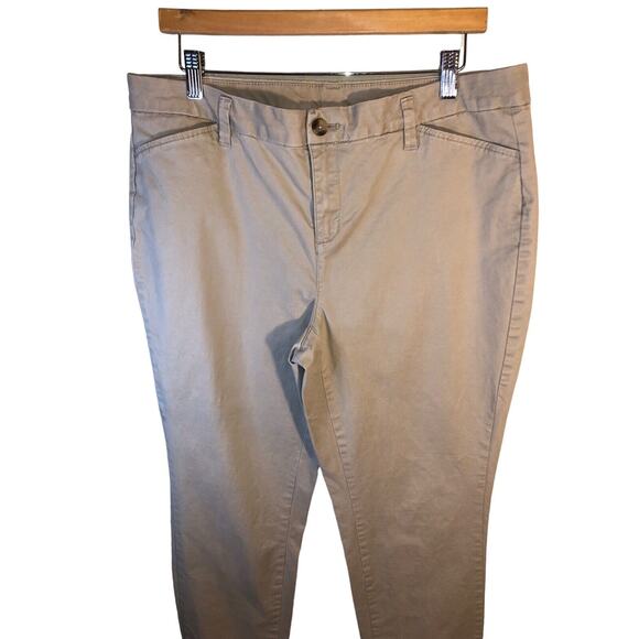 Faded Glory Women's Sz 14 TALL Cotton Spandex Flat Front Chino Khaki Pants - Picture 2 of 7